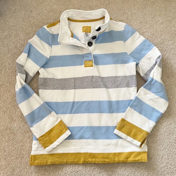 Joules Tops Joules Womens Rugby Shirt Sz 6 White Mustard Gray